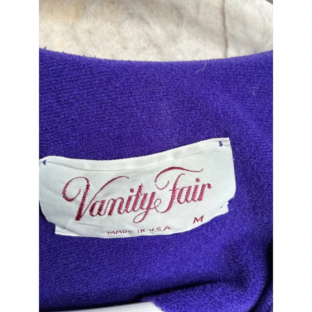 Vanity Fair Vintage Purple Fleece Embroidered Caftan Robe Made in USA Medium
